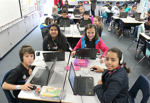 Fifth Graders at Laurelwood School Practice Computer Programming During the Hour of Code Fifth Graders at Laurelwood School Practice Computer Programming During the Hour of Code